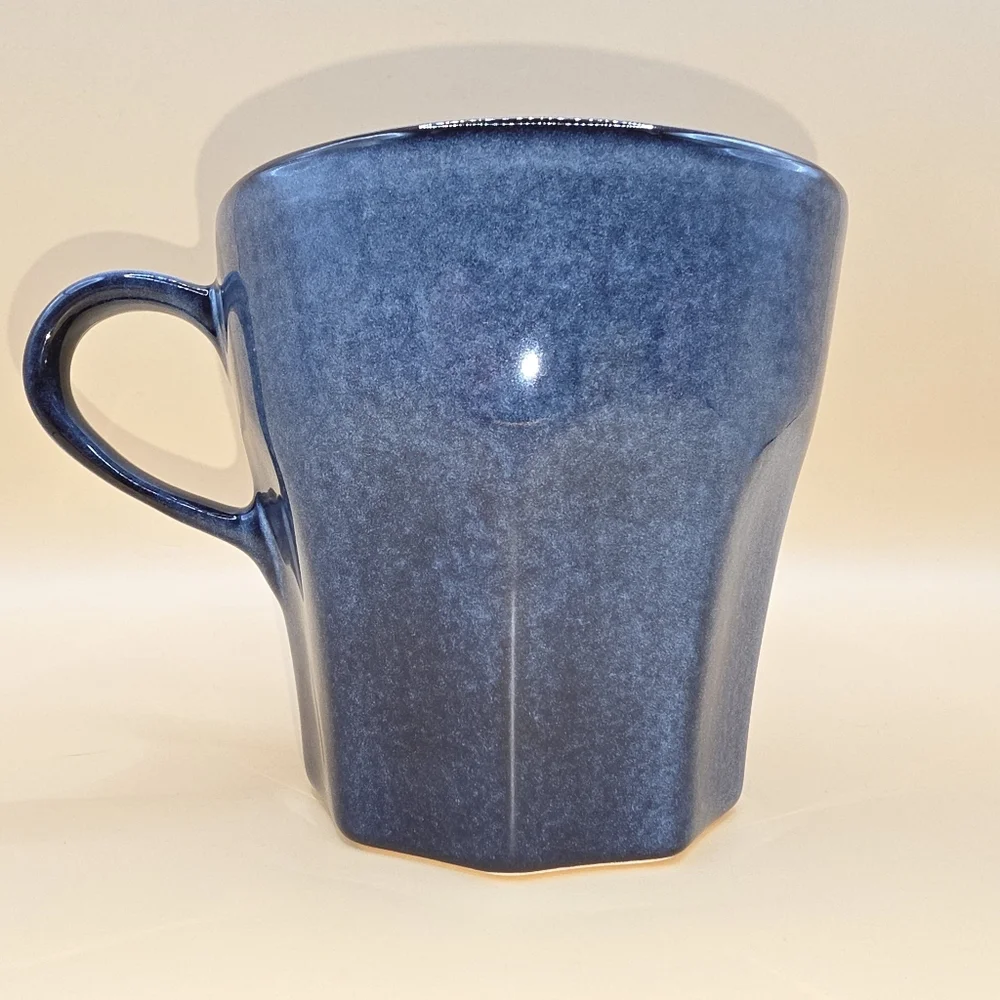 New- 4 Crate & Barrel Mugs Cove Glazed Indigo Blue Stoneware
